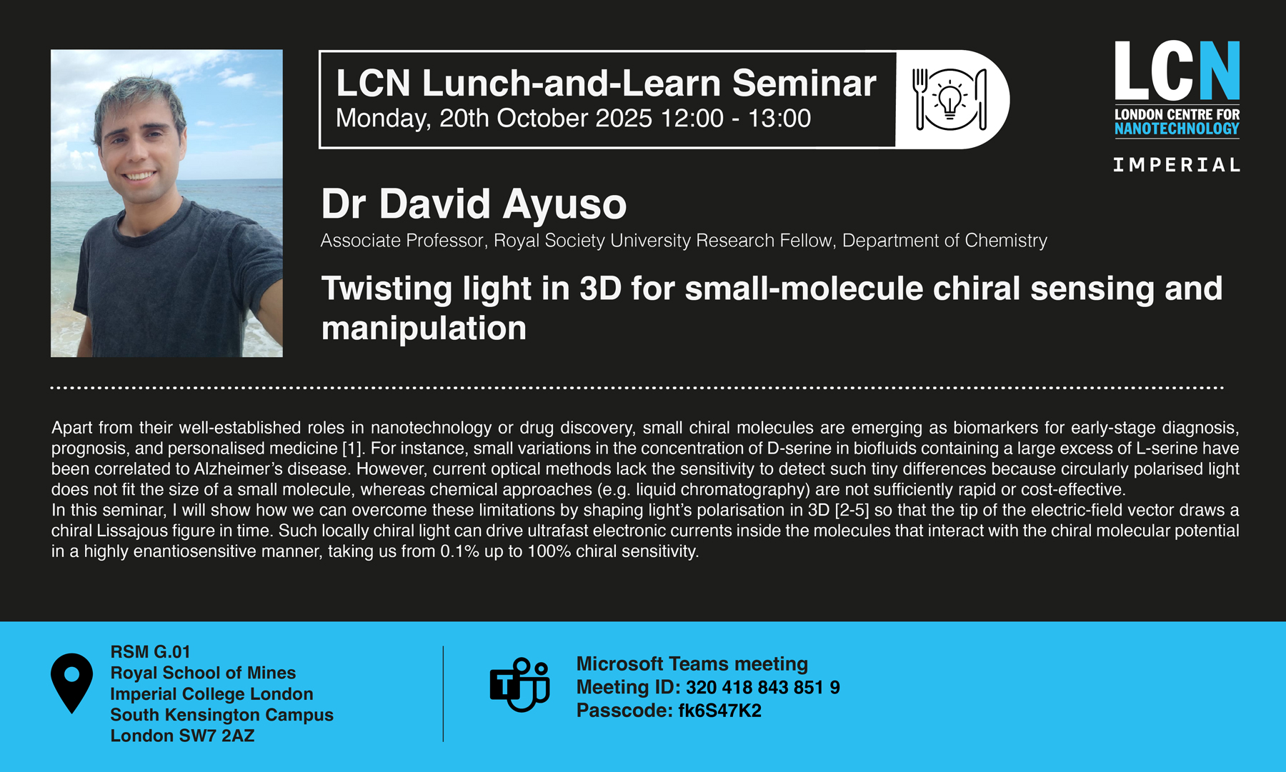 LCN Lunch-and-Learn Seminar: Dr David Ayuso